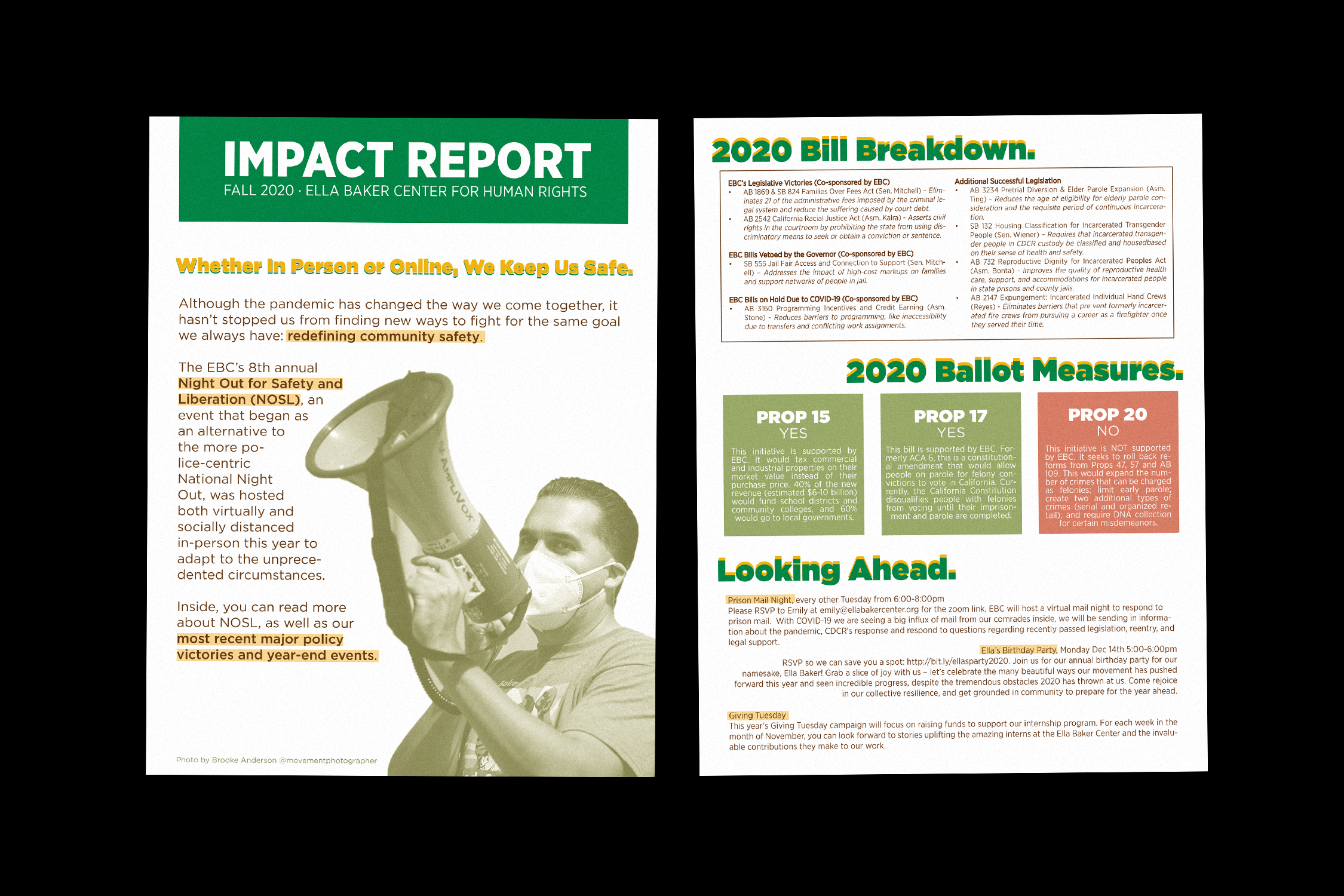 Ella Baker Center Fall Impact Report outer spread